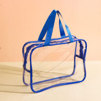 Clear Waterproof PVC Travel Toiletry Bag Beach Storage Tote - Dark Blue
