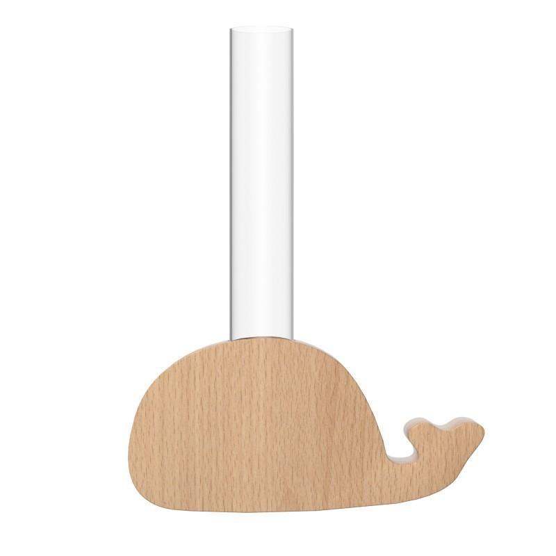 Customized Animal Wooden Hydroponic Vase Refrigerator Personalized Refrigerator Decals Flower Plug Magnetic Wooden Refrigerator Magnet