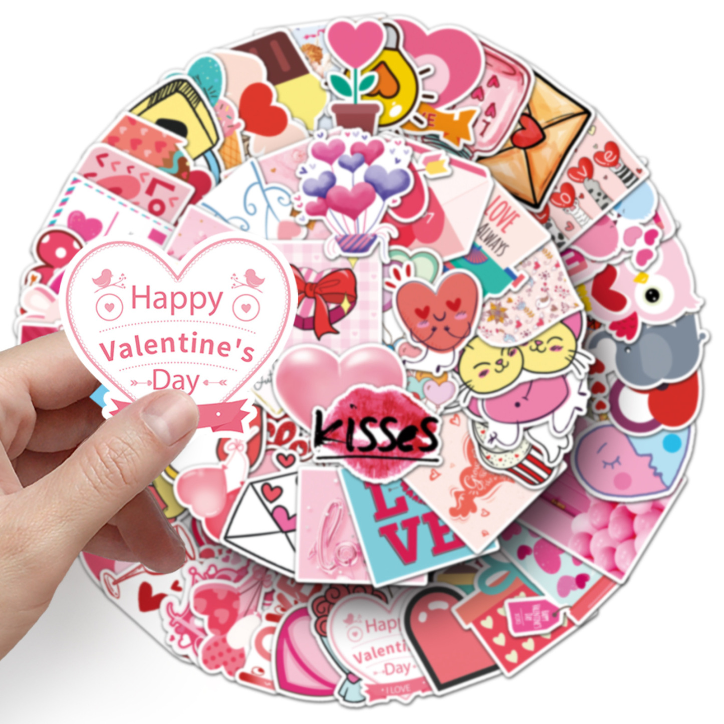 Cartoon Personality DIY Sweet Valentine's Day Graffiti Creative Luggage Laptop Car Sticker 50 sheets