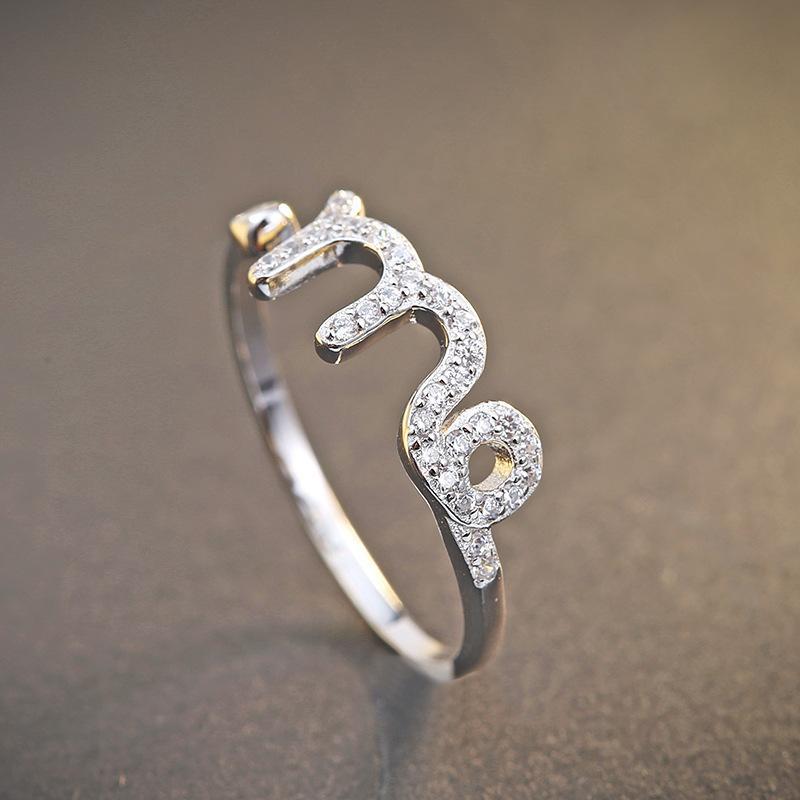 925 Sterling Silver 12 Zodiac Constellation Zircon Adjustable Open Ring for Women - Horoscope Statement Jewelry