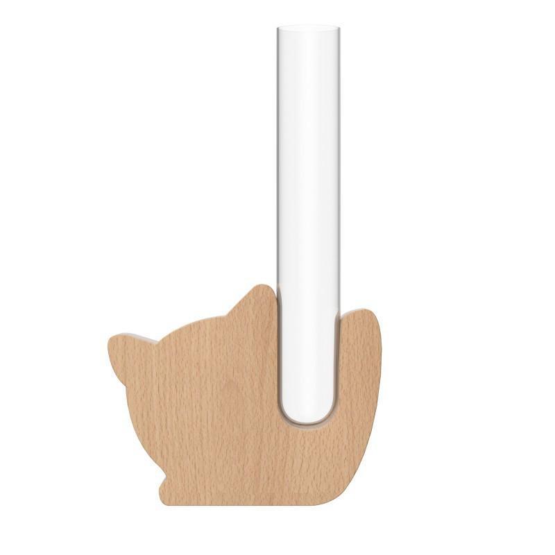 Customized Animal Wooden Hydroponic Vase Refrigerator Personalized Refrigerator Decals Flower Plug Magnetic Wooden Refrigerator Magnet