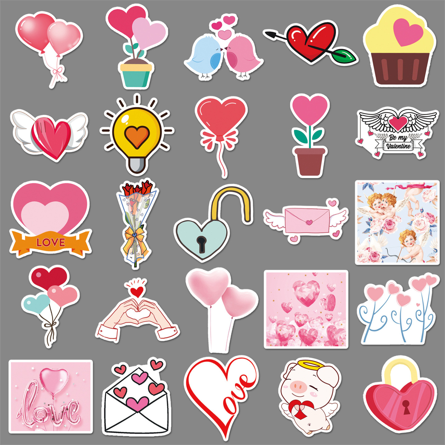 Cartoon Personality DIY Sweet Valentine's Day Graffiti Creative Luggage Laptop Car Sticker 50 sheets