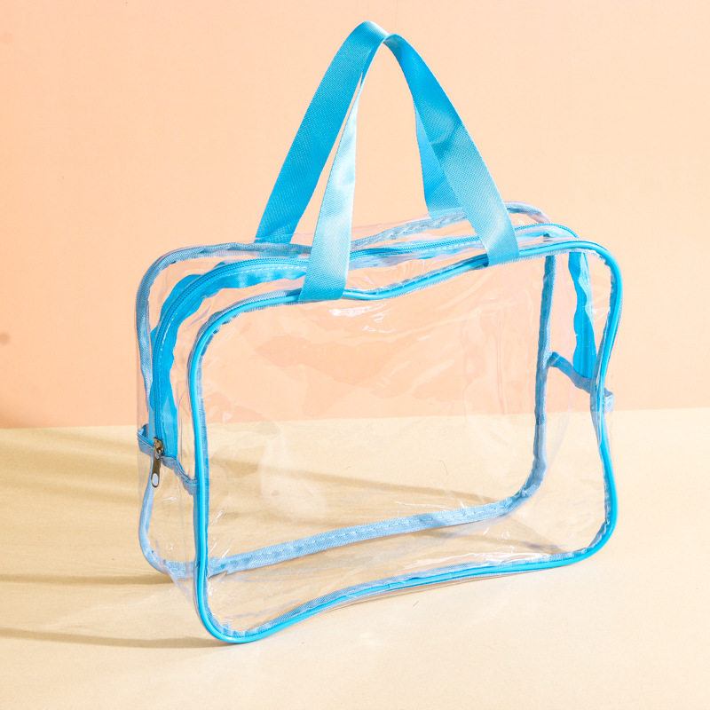 Clear Waterproof PVC Travel Toiletry Bag Beach Storage Tote - Black