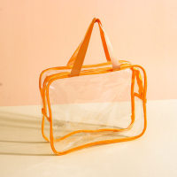 Clear Waterproof PVC Travel Toiletry Bag Beach Storage Tote - Orange