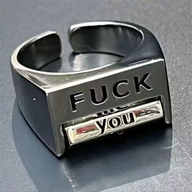 Against Everything RingsNiche DesignsPairing RingsLoveRotatableFuck EverythingAdjustable Mood Rings