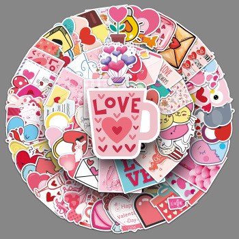 Cartoon Personality DIY Sweet Valentine's Day Graffiti Creative Luggage Laptop Car Sticker 50 sheets