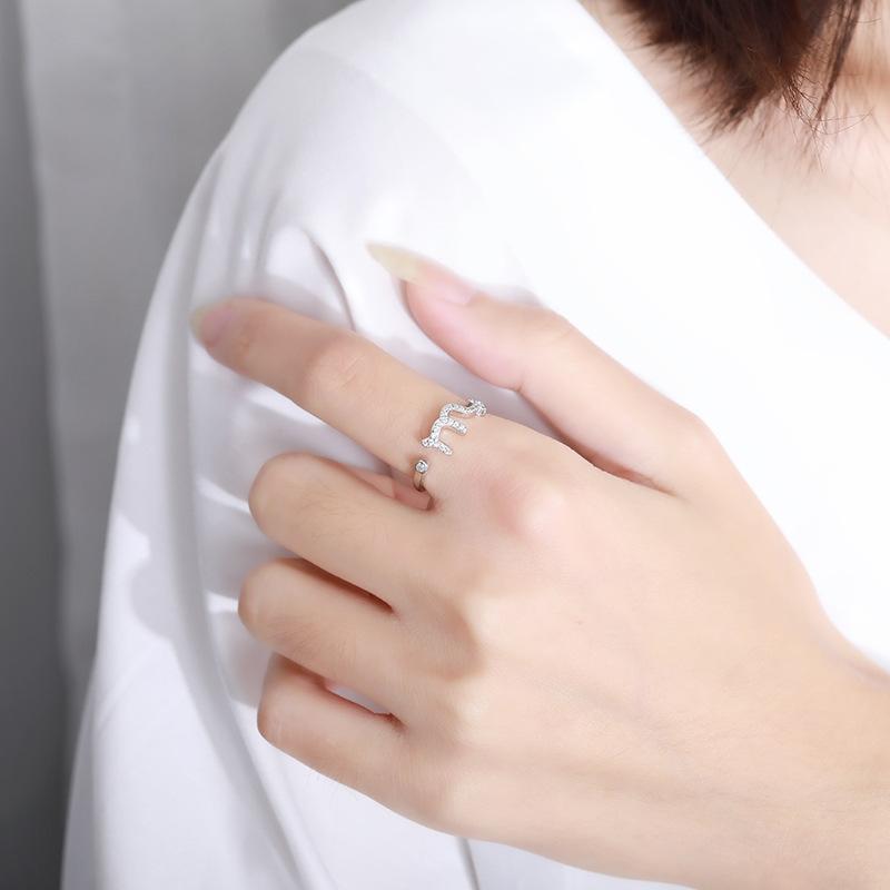 925 Sterling Silver 12 Zodiac Constellation Zircon Adjustable Open Ring for Women - Horoscope Statement Jewelry