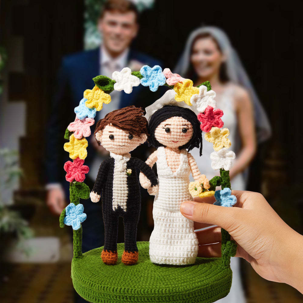 Wedding Couple Custom Crochet Doll Personalized Gifts Handmade Mini Look alike Dolls - NameNecklace