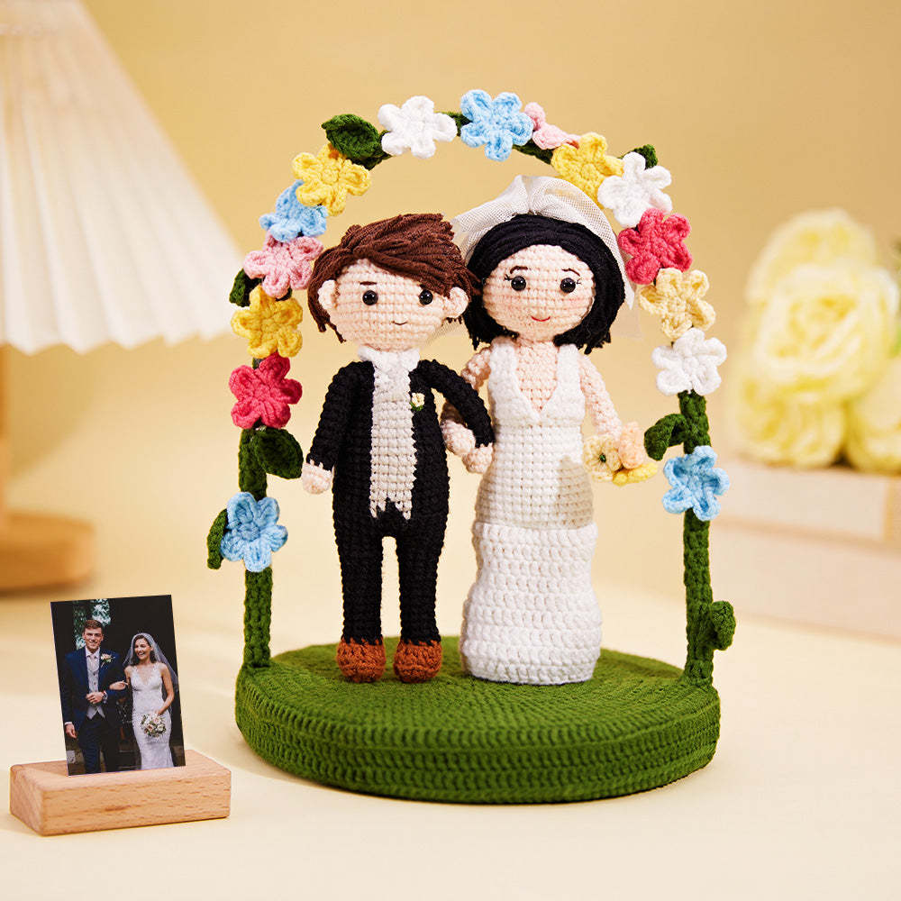 Wedding Couple Custom Crochet Doll Personalized Gifts Handmade Mini Look alike Dolls - NameNecklace