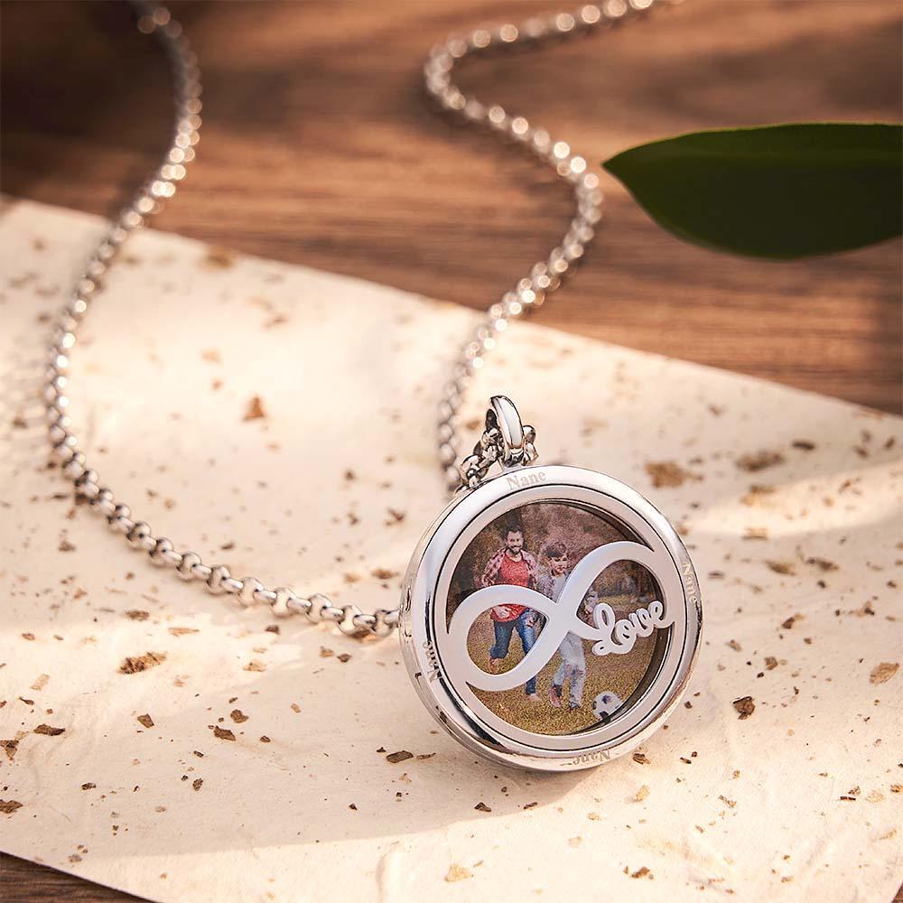 Custom Photo Engraved Locket Necklace Simple Men's Gift - NameNecklace