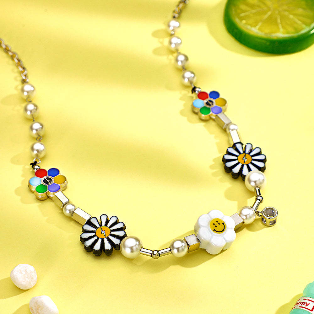 Custom Projection Neckalce Daisy Smile Funny Colorful Gift - NameNecklace