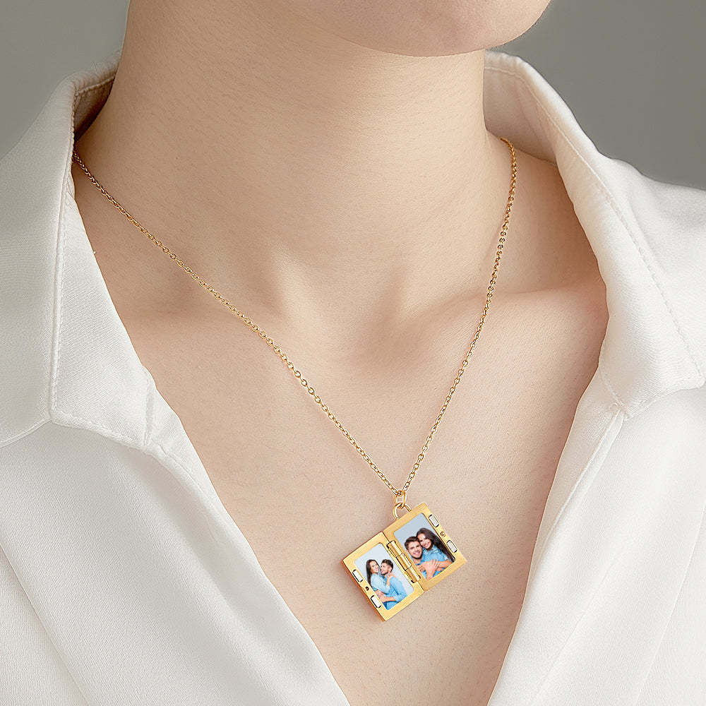 Custom Photo Locket Necklace Vintage Inspired Gift for Couple - NameNecklace