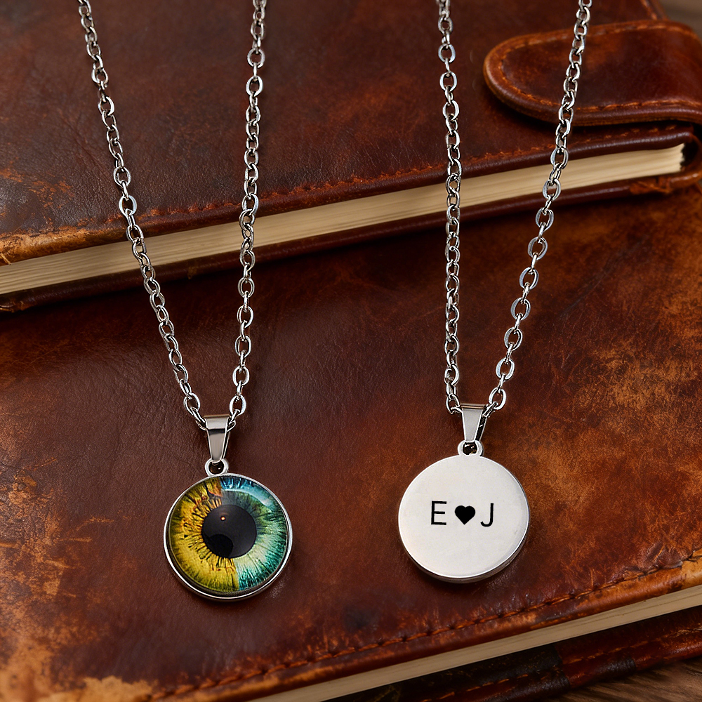 Custom Two-Eye Couple Portrait Pendant Intertwined Souls Dual Eye Necklace Personalized "Our Eyes" Necklace  Anniversary Gift for Couples