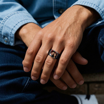 Personalized Picture Signet Rings with Names for Women Men