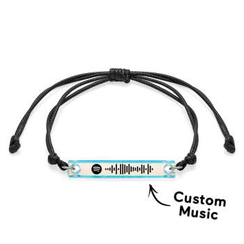 Scannable Spotify Code Transparent Gradient Color Bracelet Personalized Music Laser Colorful Acrylic Plaque Adjustable Bracelet Gift For Him - NameNecklace
