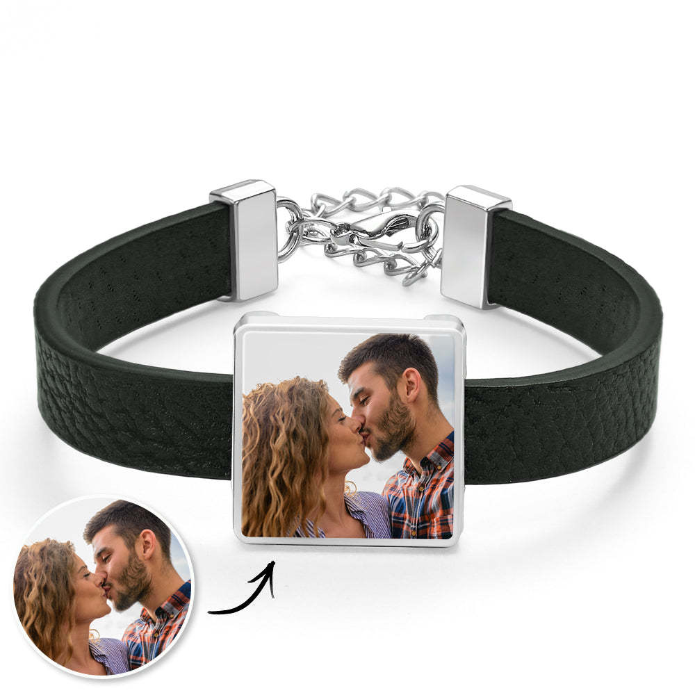 Personalized Photo Leather Bracelet Fashionable Bracelet Accessory For Men - NameNecklace