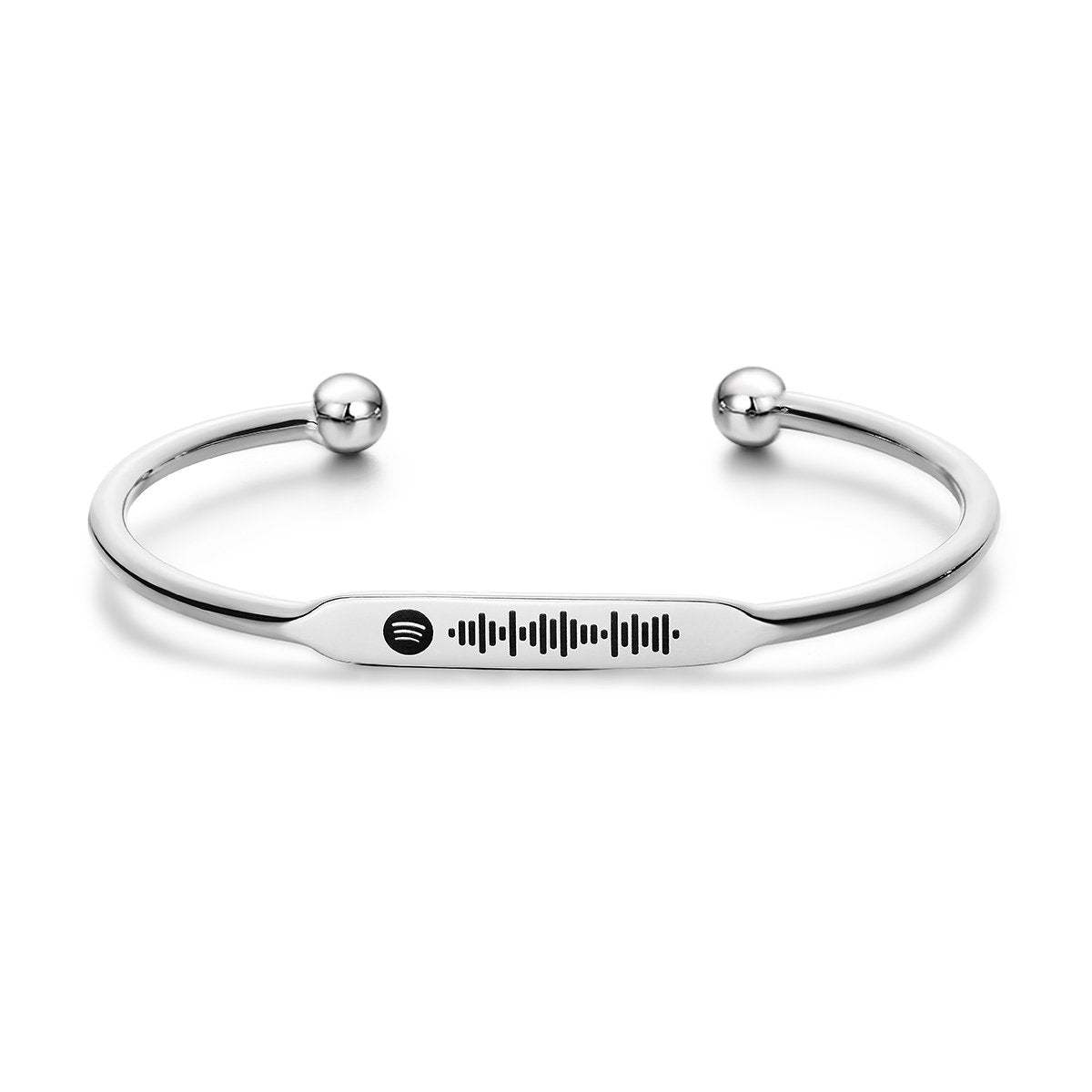 Spotify Code Music Bracelet Custom Spotify Favorite Song Silver