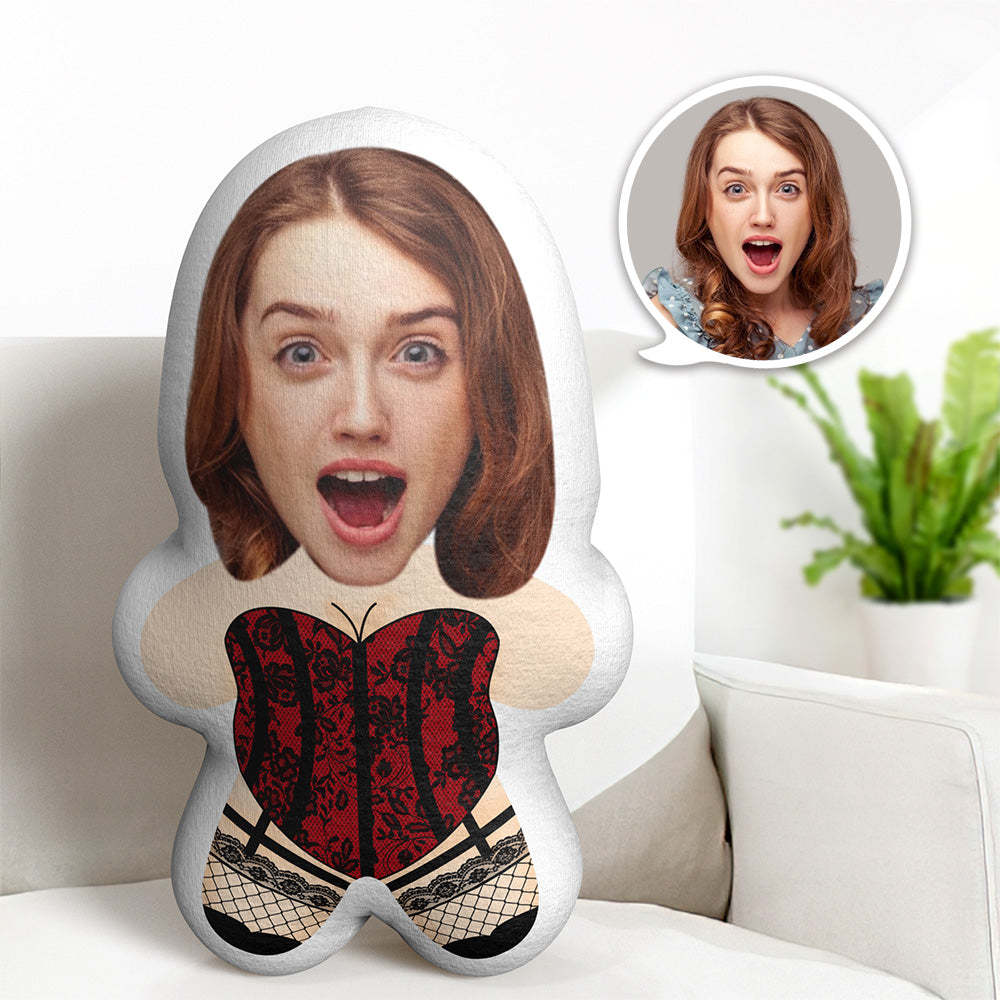 Custom Minime Throw Pillow Black Lace Women Custom Face Gifts Personalized Photo Minime Pillow - Get Photo Blanket