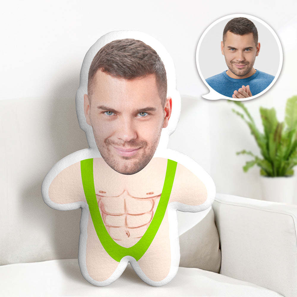 Mankini Minime Throw Pillow Custom Face Gifts Personalized Photo Minime Pillow