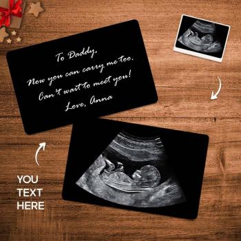 Custom Photo Engraved Ultrasound Wallet Card New Dad Pregnancy Gift - NameNecklace