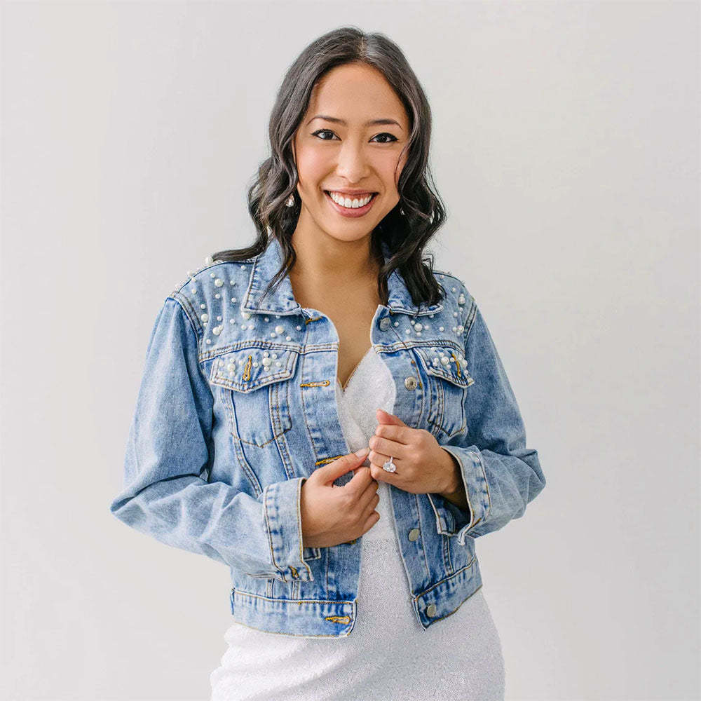 Personalized Embroidered Bride Jean Jacket for Wedding Custom Future Mrs Jacket Ideal Wedding Gift - NameNecklace