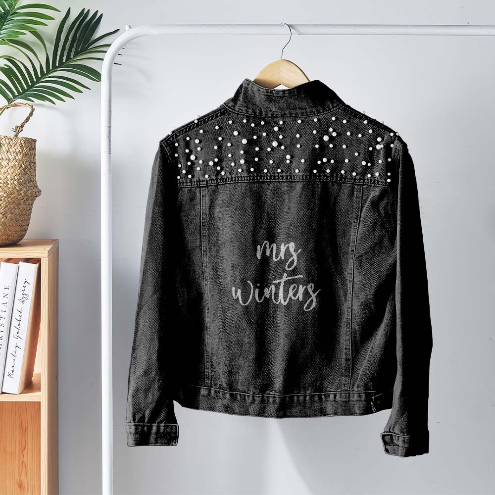 Personalized Embroidered Bride Jean Jacket for Wedding Custom Future Mrs Jacket Ideal Wedding Gift - NameNecklace