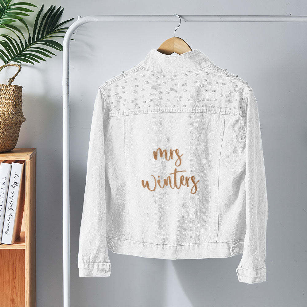 Personalized Embroidered Bride Jean Jacket for Wedding Custom Future Mrs Jacket Ideal Wedding Gift - NameNecklace