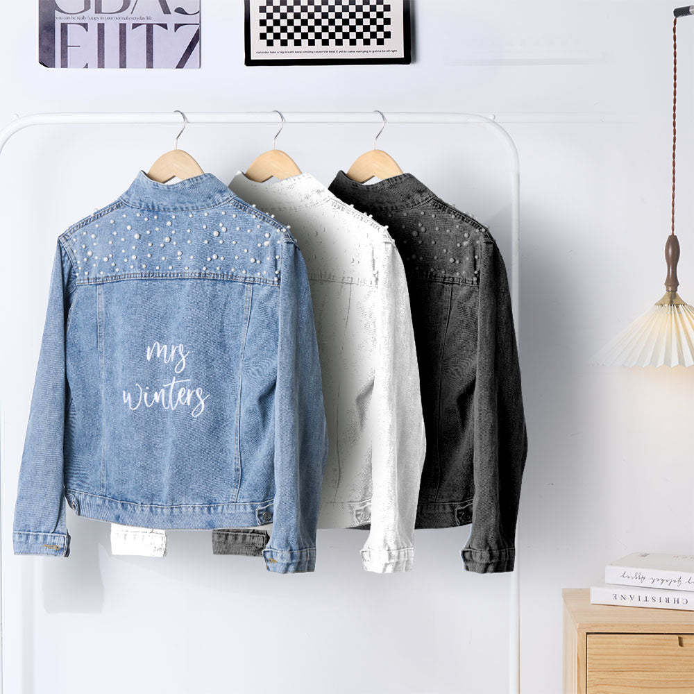 Personalized Embroidered Bride Jean Jacket for Wedding Custom Future Mrs Jacket Ideal Wedding Gift - NameNecklace