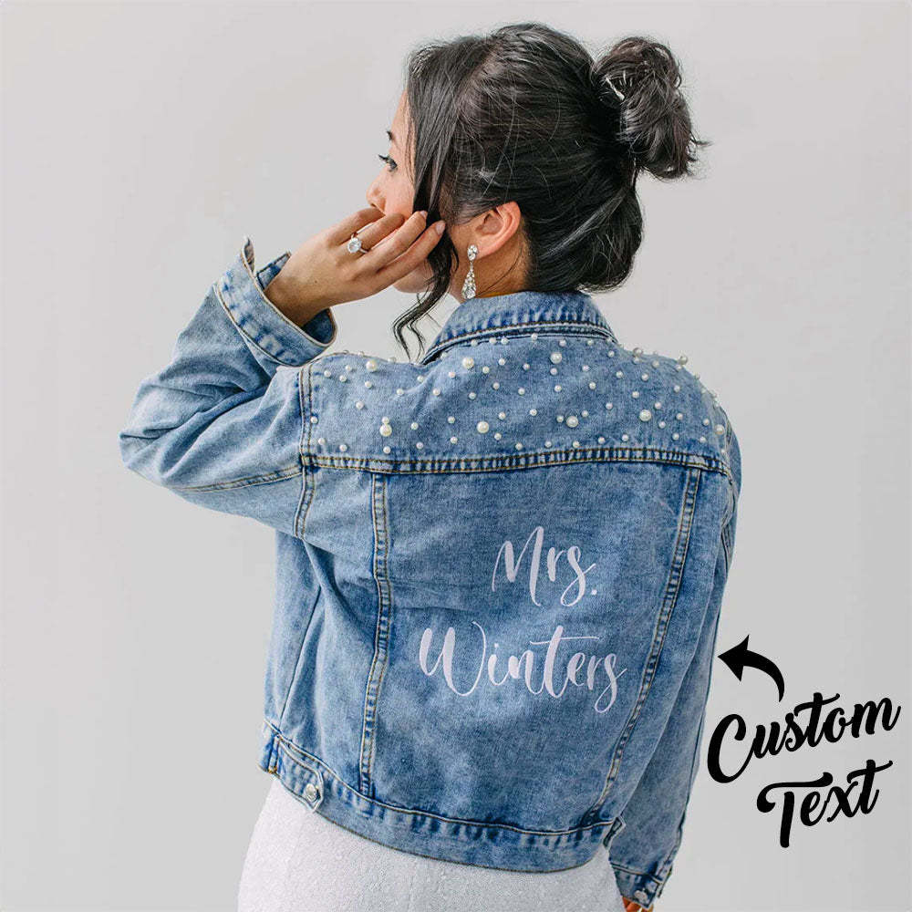 Personalized Embroidered Bride Jean Jacket for Wedding Custom Future Mrs Jacket Ideal Wedding Gift - NameNecklace