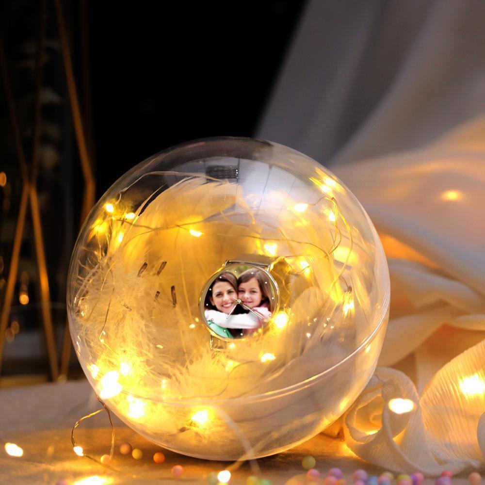 Transparent Plastic Ball Light String Gray Feather Three-piece Suit Creative Gift Combination - yournamenecklaceuk