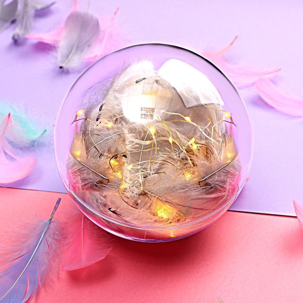 Transparent Plastic Ball Light String Gray Feather Three-piece Suit Creative Gift Combination - yournamenecklaceuk