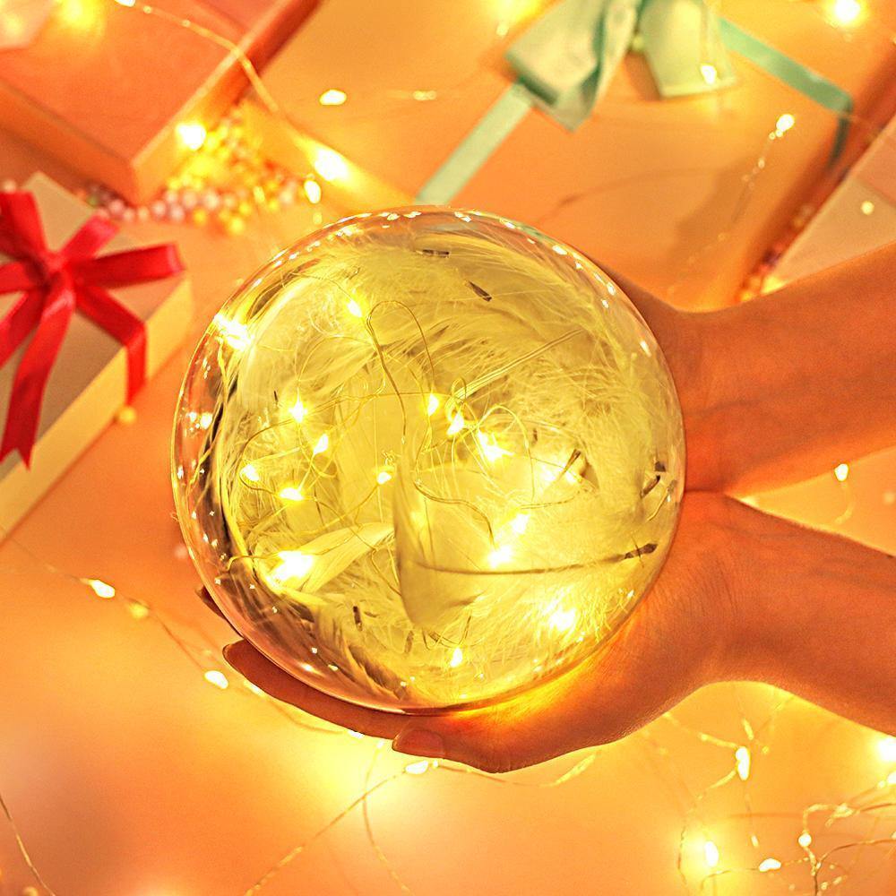 Transparent Plastic Ball Light String Gray Feather Three-piece Suit Creative Gift Combination - yournamenecklaceuk