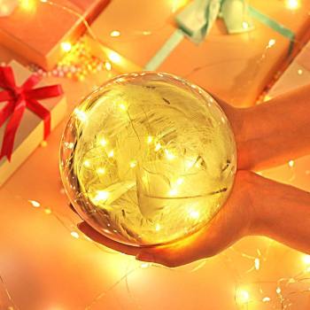 Transparent Plastic Ball Light String Gray Feather Three-piece Suit Creative Gift Combination - yournamenecklaceuk