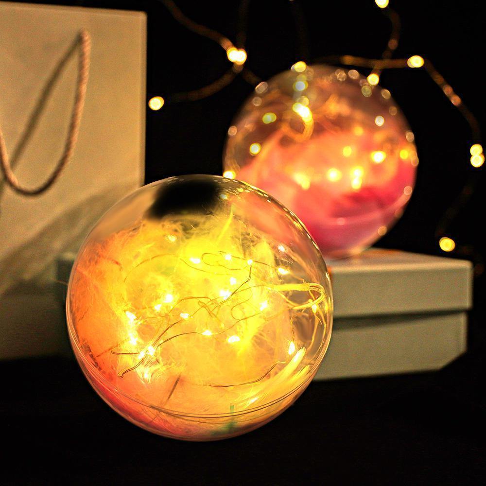 Transparent Plastic Ball Light String Light Purple Feather Three-piece Suit Creative Gift Combination - yournamenecklaceuk