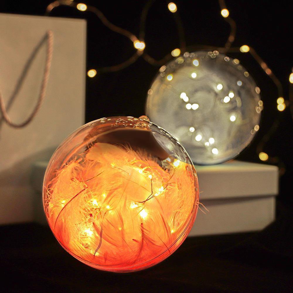 Transparent Plastic Ball Light String Gray Feather Three-piece Suit Creative Gift Combination - yournamenecklaceuk