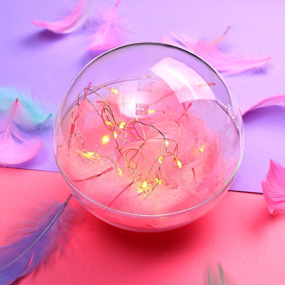 Transparent Plastic Ball Light String Light Pink Feather Three-piece Suit Creative Gift Combination - yournamenecklaceuk