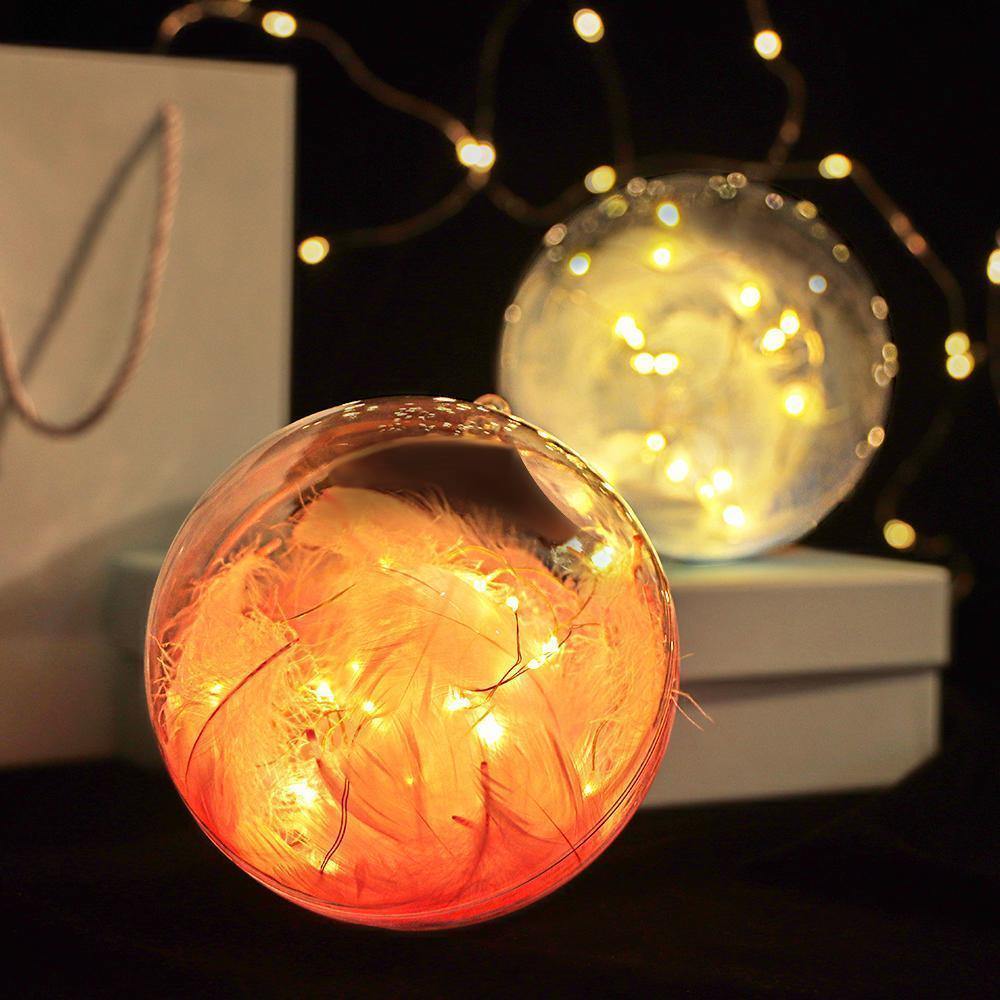Transparent Plastic Ball Light String Sky Blue Feather Three-piece Suit Creative Gift Combination - yournamenecklaceuk