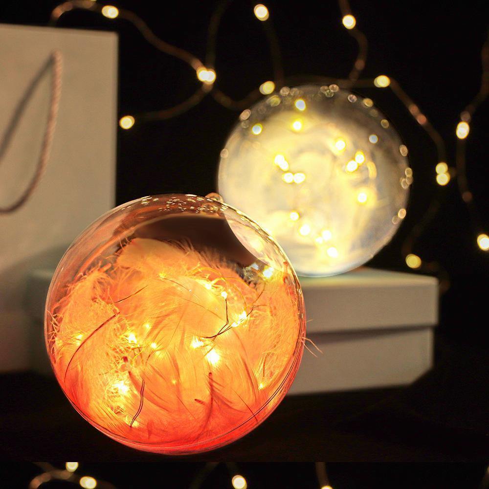 Transparent Plastic Ball Light String White Feather Three-piece Suit Creative Gift Combination - yournamenecklaceuk