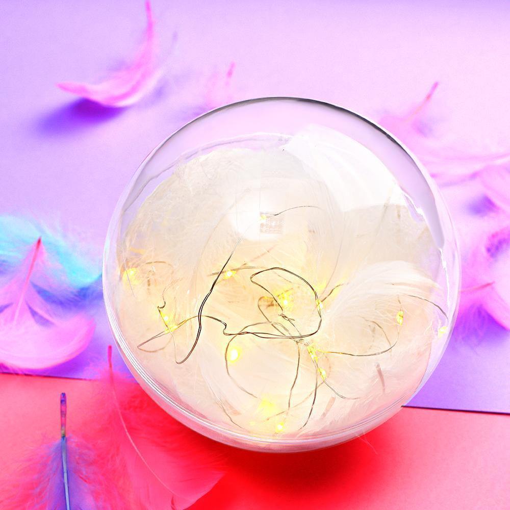 Transparent Plastic Ball Light String White Feather Three-piece Suit Creative Gift Combination - yournamenecklaceuk