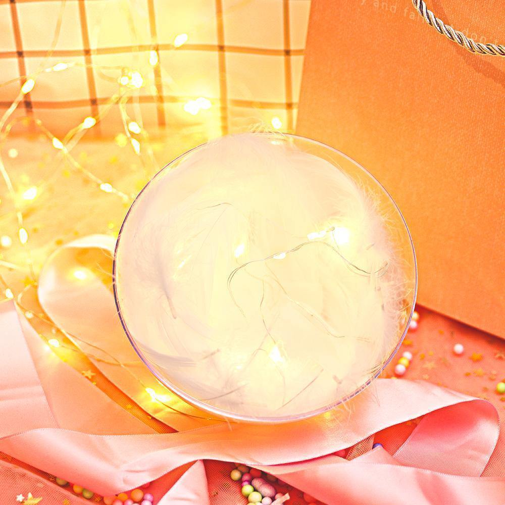 Transparent Plastic Ball Light String White Feather Three-piece Suit Creative Gift Combination - yournamenecklaceuk