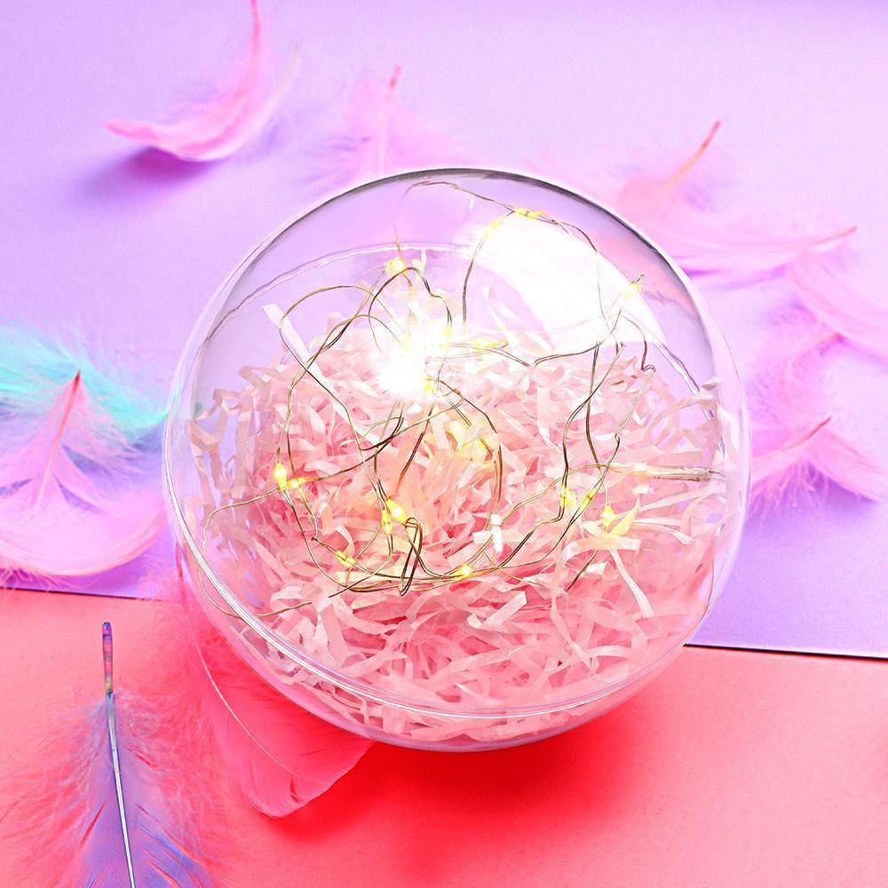 Transparent Round Plastic Ball Color Light String Light Pink Raffia Shredded Paper Silk Three-piece Suit Creative Gift Combination - yournamenecklaceuk