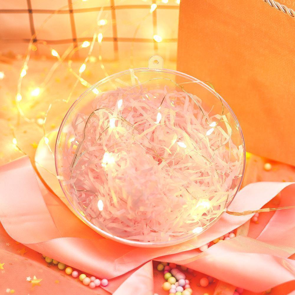Transparent Round Plastic Ball Color Light String Light Pink Raffia Shredded Paper Silk Three-piece Suit Creative Gift Combination - yournamenecklaceuk