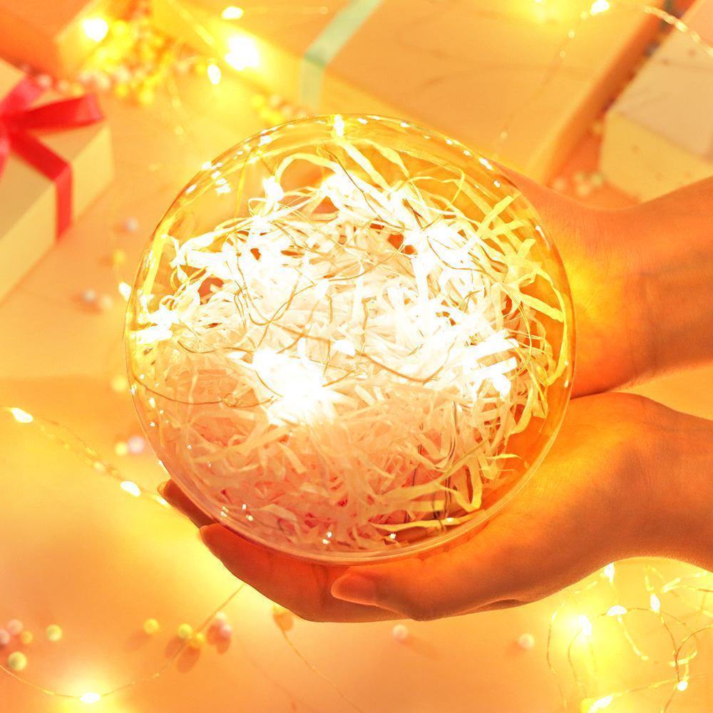 Transparent Round Plastic Ball Color Light String Light Pink Raffia Shredded Paper Silk Three-piece Suit Creative Gift Combination - yournamenecklaceuk