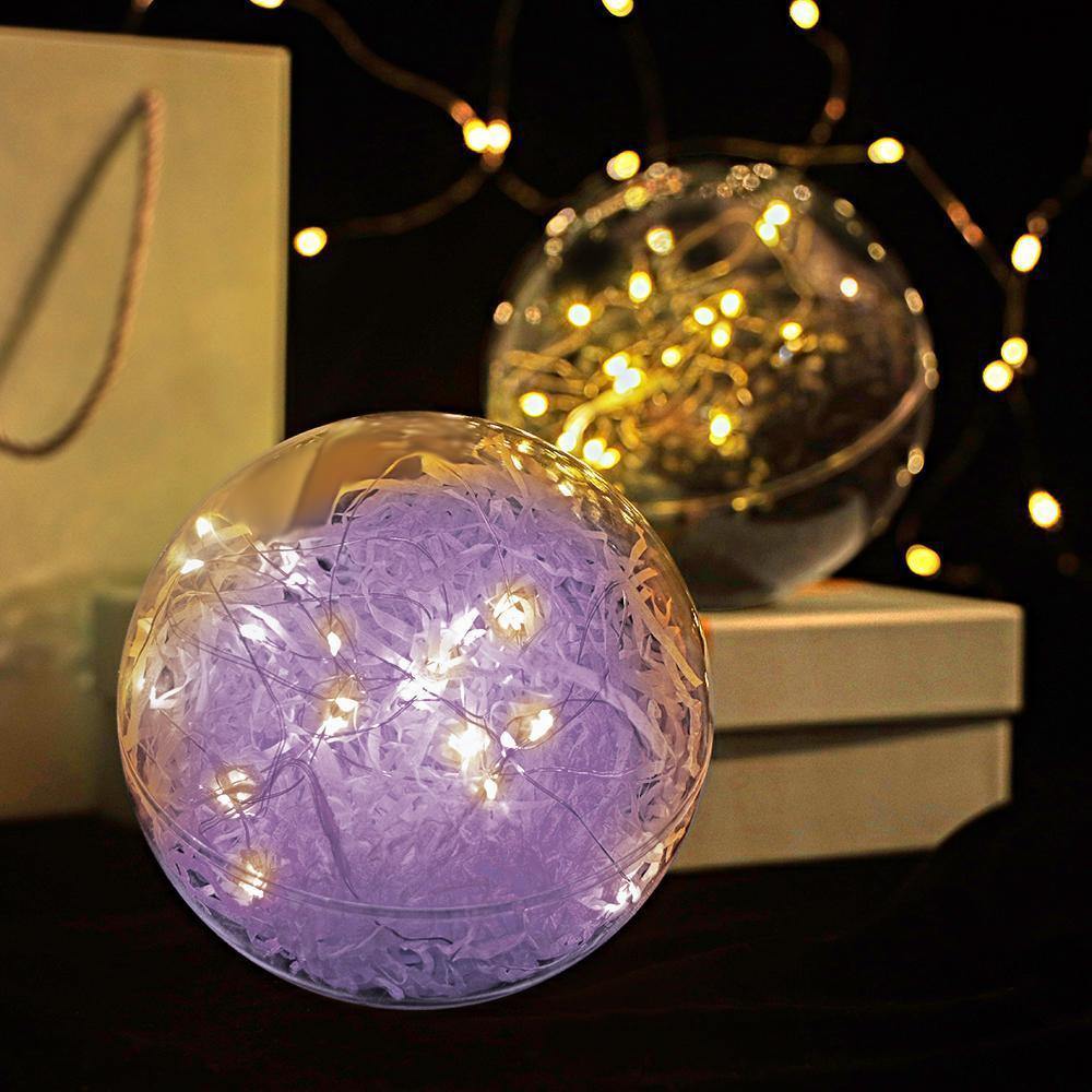 Transparent Round Plastic Ball Color Light String Light Purple Raffia Shredded Paper Silk Three-piece Suit Creative Gift Combination - yournamenecklaceuk