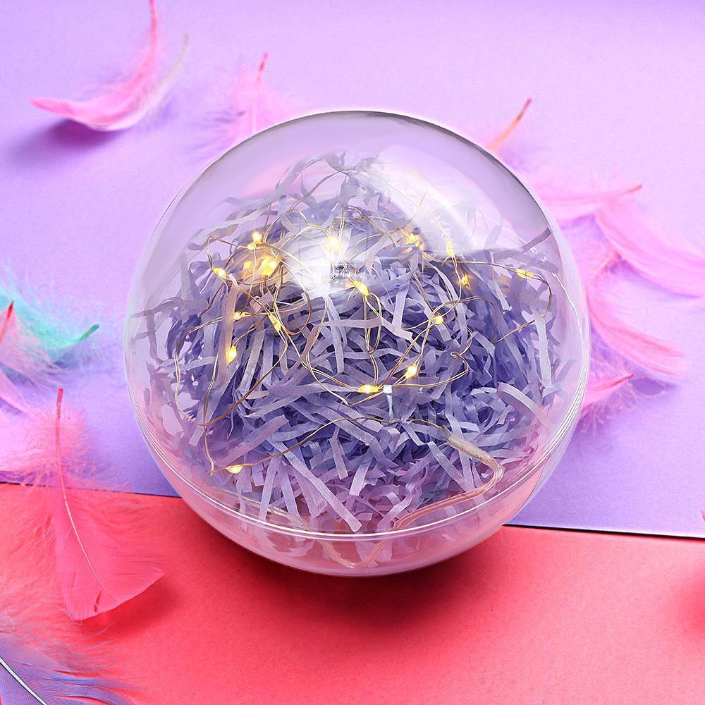 Transparent Round Plastic Ball Color Light String Light Purple Raffia Shredded Paper Silk Three-piece Suit Creative Gift Combination - yournamenecklaceuk
