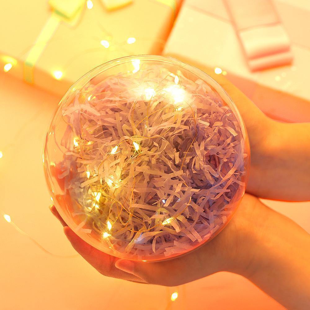 Transparent Round Plastic Ball Color Light String Light Purple Raffia Shredded Paper Silk Three-piece Suit Creative Gift Combination - yournamenecklaceuk