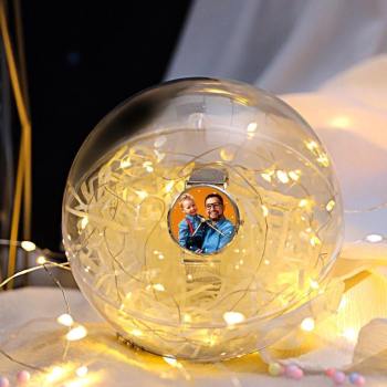 Transparent Round Plastic Ball Color Light String Creamy-white Raffia Shredded Paper Silk Three-piece Suit Creative Gift Combination - yournamenecklaceuk