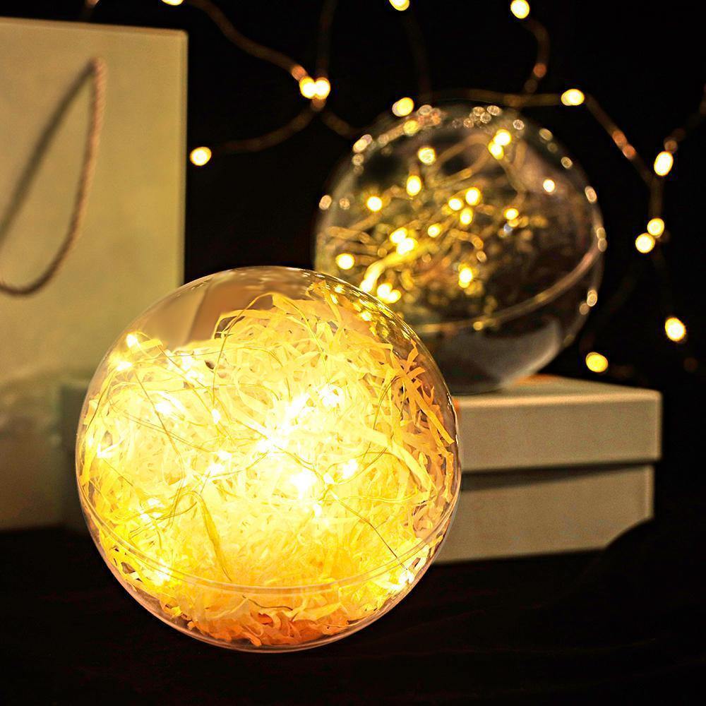 Transparent Round Plastic Ball Color Light String Creamy-white Raffia Shredded Paper Silk Three-piece Suit Creative Gift Combination - yournamenecklaceuk