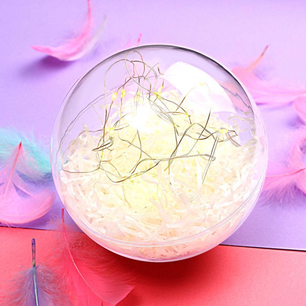 Transparent Round Plastic Ball Color Light String Creamy-white Raffia Shredded Paper Silk Three-piece Suit Creative Gift Combination - yournamenecklaceuk