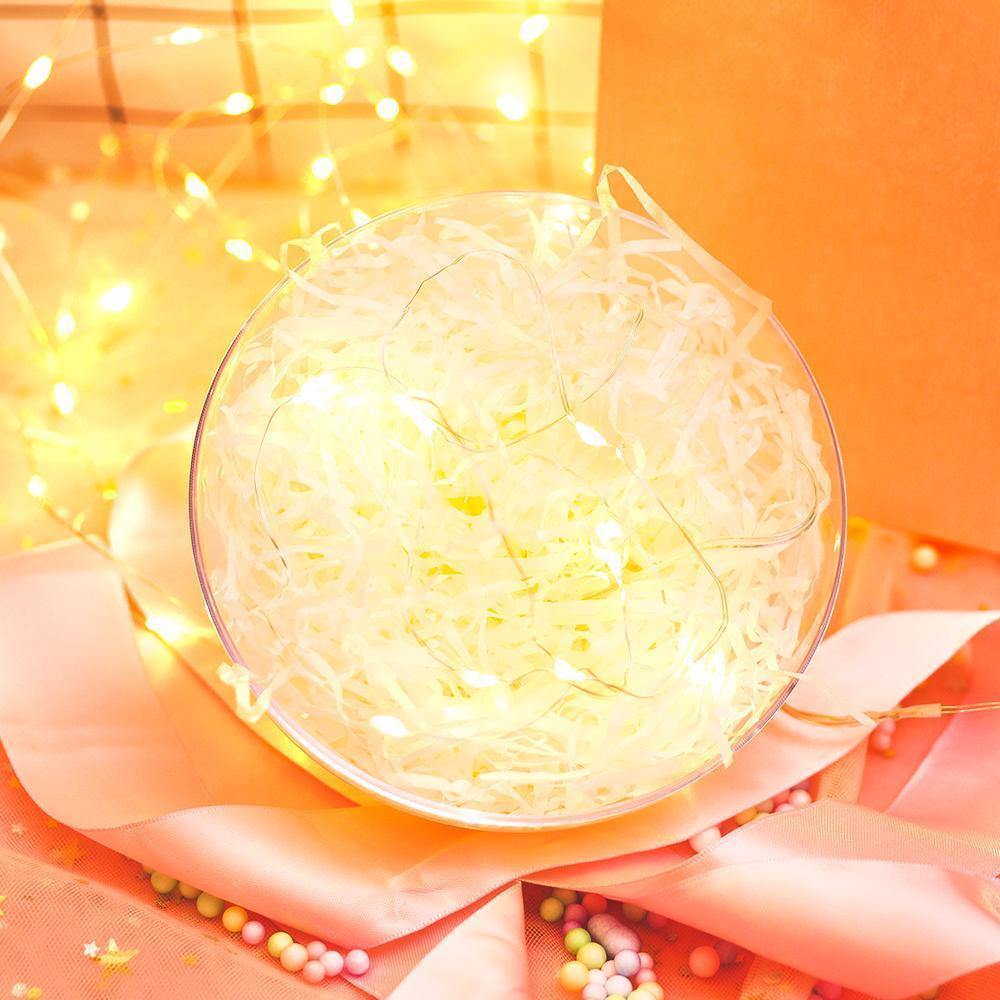 Transparent Round Plastic Ball Color Light String Creamy-white Raffia Shredded Paper Silk Three-piece Suit Creative Gift Combination - yournamenecklaceuk